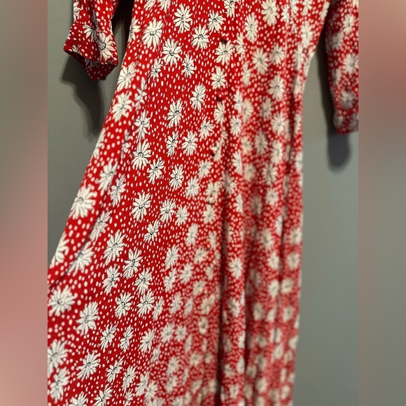 Zara - Red and White Long Sleeve Wrap Sundress (Size S) - Picture 5 of 10